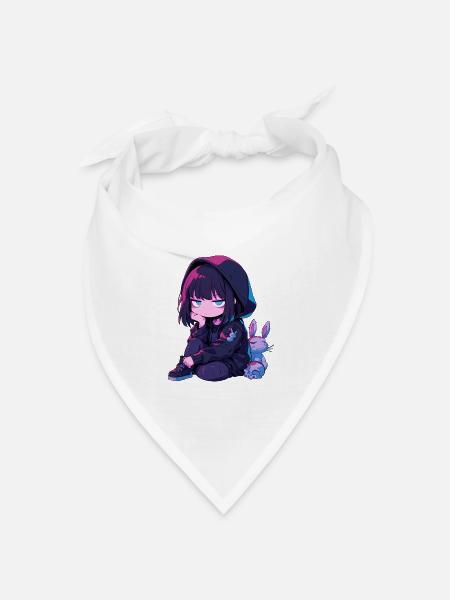 Kawaii Cute Anime Girl Goth Bunny Grunge Edgy - Bandana Dreieckstuch - Weiß