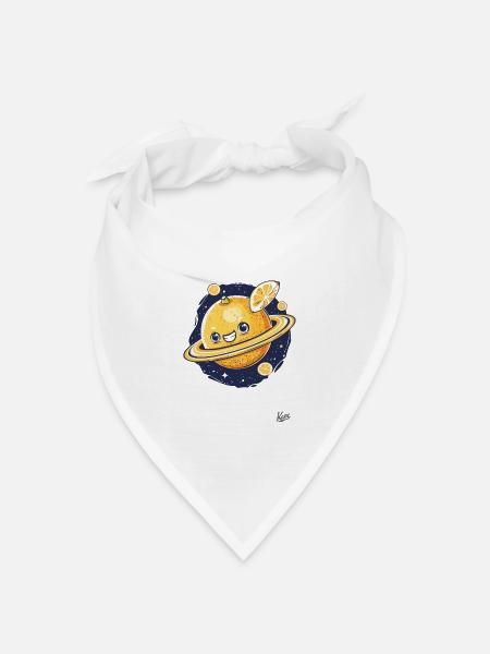 Orangen-Planet und Zitronen-Sterne – Universum der - Bandana Dreieckstuch - Weiß