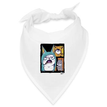 Eine Bande lustiger, hässlicher Katzen-Freunde - Bandana Dreieckstuch - Weiß - Vorne