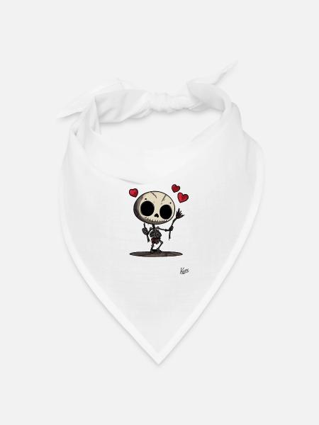 Voodoo-Puppe-Skelett mit Herzen und Liebe - Bandana Dreieckstuch - Weiß