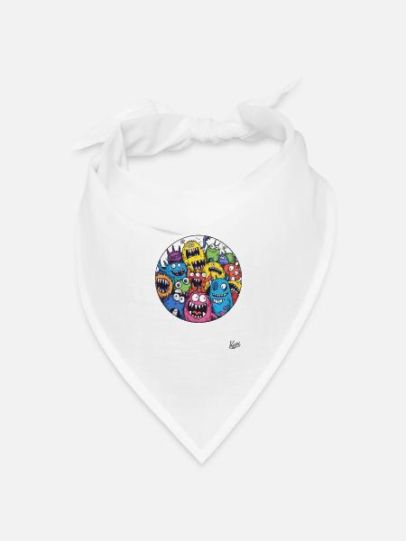 Lustige Monster-Freunde - Bandana Dreieckstuch - Weiß
