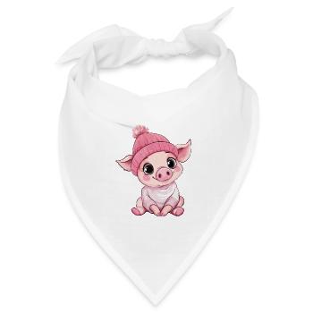 Schwein Süß Niedlich Baby Kinder Tier Cartoon - Bandana Dreieckstuch - Weiß - Vorne