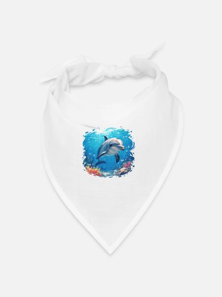 Dolphin Delfine Delfin - Bandana Dreieckstuch - Weiß