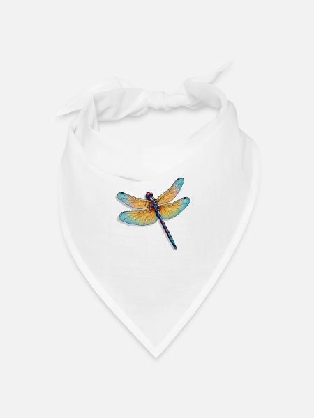 Farbenprächtige Libelle Illustration - Bandana Dreieckstuch - Weiß