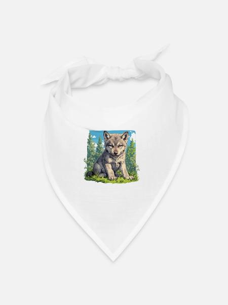 Wölfe Wolf - Bandana Dreieckstuch - Weiß