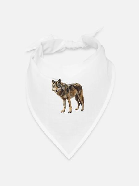 Wölfe Wolf - Bandana Dreieckstuch - Weiß