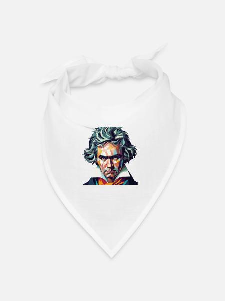 Beethoven Polygon Geometrische Kunst - Bandana Dreieckstuch - Weiß