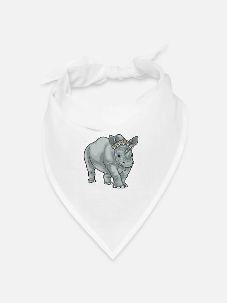 Nashorn Gänseblümchen - Bandana Dreieckstuch - Weiß