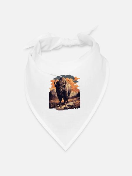 Bisons Bison - Bandana Dreieckstuch - Weiß