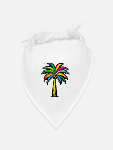 Palme - Bandana Dreieckstuch - Weiß