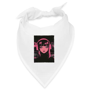 Anime Girl Grafik Pastel Goth Dystopisch Grunge - Bandana Dreieckstuch - Weiß - Vorne