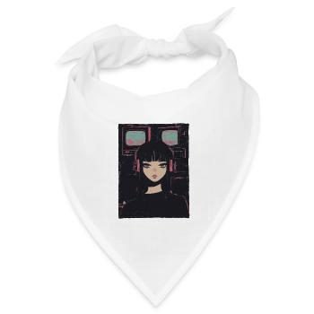 Anime Girl Vaporwave Pastel Goth Dystopisch Glitch - Bandana Dreieckstuch - Weiß - Vorne
