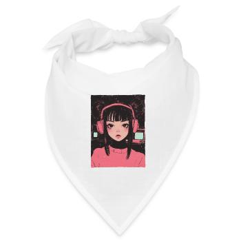 Anime Girl Pastel Goth Vaporwave Dystopisch Grunge - Bandana Dreieckstuch - Weiß - Vorne