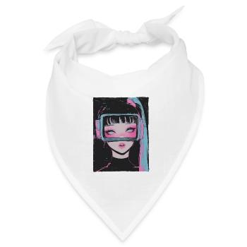 Vaporwave Anime Girl Pastel Goth Dystopisch Grunge - Bandana Dreieckstuch - Weiß - Vorne