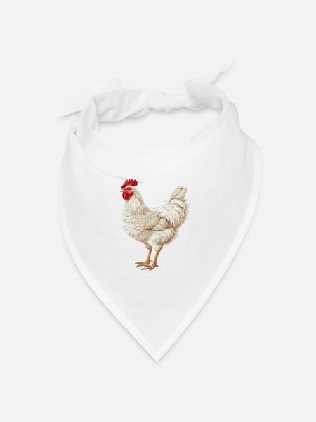 Rooster Hähne Hahn - Bandana Dreieckstuch - Weiß