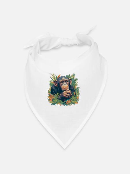 Chimpanzee Schimpansen Schimpanse - Bandana Dreieckstuch - Weiß