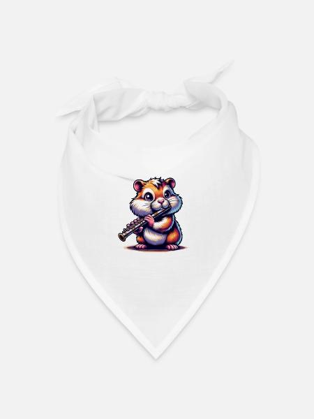 Lustiger Hamster Mit Flöte Illustration - Bandana Dreieckstuch - Weiß