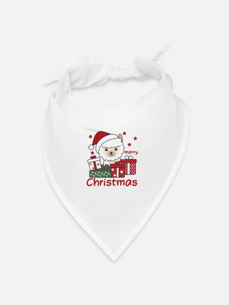 Alpaka Weihnachten Geschenk Winter Tiere Alpaka - Bandana Dreieckstuch - Weiß