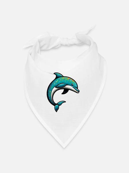 Delfin - Bandana Dreieckstuch - Weiß