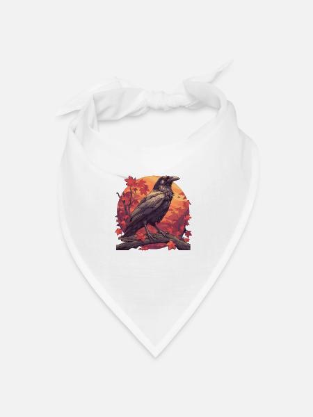 Krähen Krähe - Bandana Dreieckstuch - Weiß