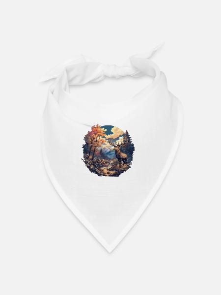 Hirsche Hirsch - Bandana Dreieckstuch - Weiß