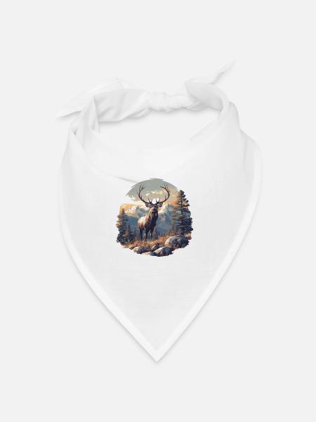 Hirsche Hirsch - Bandana Dreieckstuch - Weiß