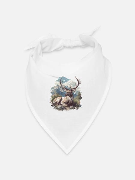 Hirsche Hirsch - Bandana Dreieckstuch - Weiß
