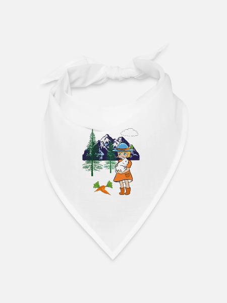 Frohe Ostern Mädchen Hase Kaninchen Rüben Berge - Bandana Dreieckstuch - Weiß