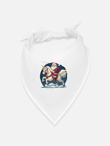 Lustiges Santa Claus Einhorn Motiv - Bandana Dreieckstuch - Weiß