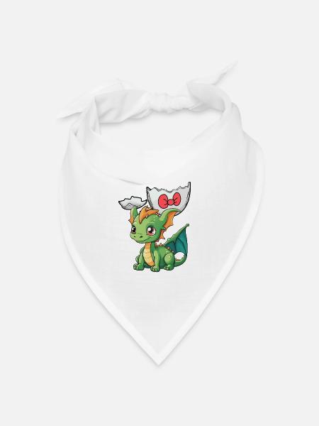 Drachen Baby Eierschale Geburt schlüpfen Ei Kinder - Bandana Dreieckstuch - Weiß