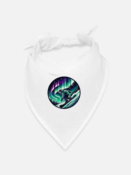 Snowboarder Unter Polarlichtern - Bandana Dreieckstuch - Weiß