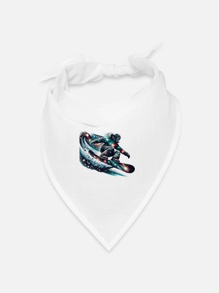 Snowboarden Im Universum: Galaktische Abfahrt - Bandana Dreieckstuch - Weiß