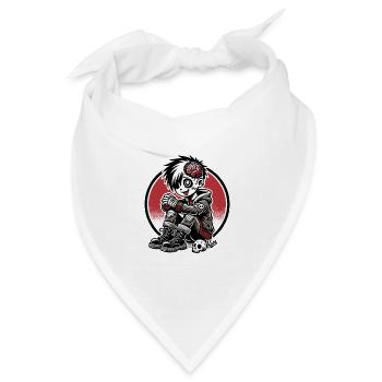 Lustiges und süßes Gehirn-Zombie Emo-Punk-Mädchen - Bandana Dreieckstuch - Weiß - Vorne