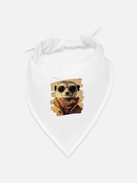Erdmännchen - Bandana Dreieckstuch - Weiß