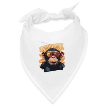 Affe Retro - Bandana Dreieckstuch - Weiß - Vorne