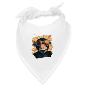 Affe Retro - Bandana Dreieckstuch - Weiß - Vorne