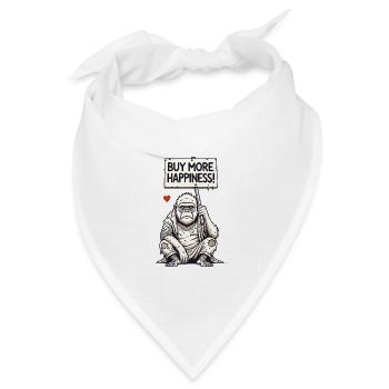 Satirischer Gorilla mit Schild: Kauft mehr Glück - Bandana Dreieckstuch - Weiß - Vorne
