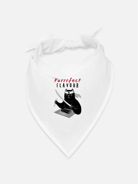 Purrrfect Flavour – Sushi Chef Cat - Bandana Dreieckstuch - Weiß