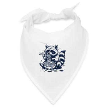 Waschbär Ramen Nudeln Retro Japan Ukiyo-E - Bandana Dreieckstuch - Weiß - Vorne