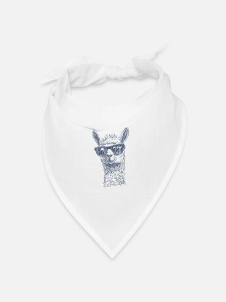 Cooles Lama Mit Sonnenbrille Lustiges Tier - Bandana Dreieckstuch - Weiß