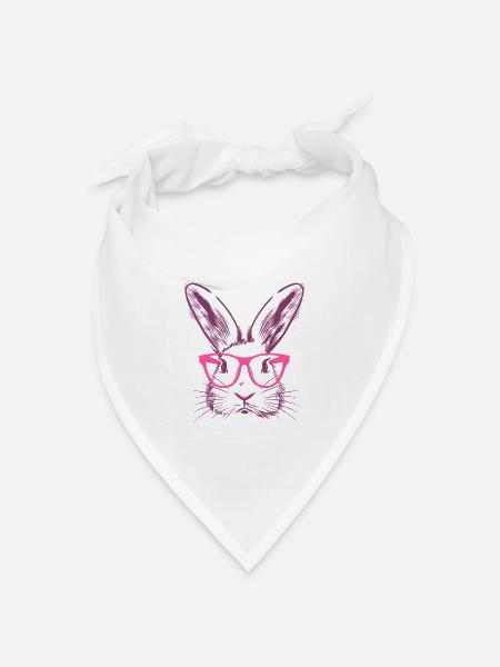Kaninchen Hasenohren Brille Bunny Hase Geschenk - Bandana Dreieckstuch - Weiß