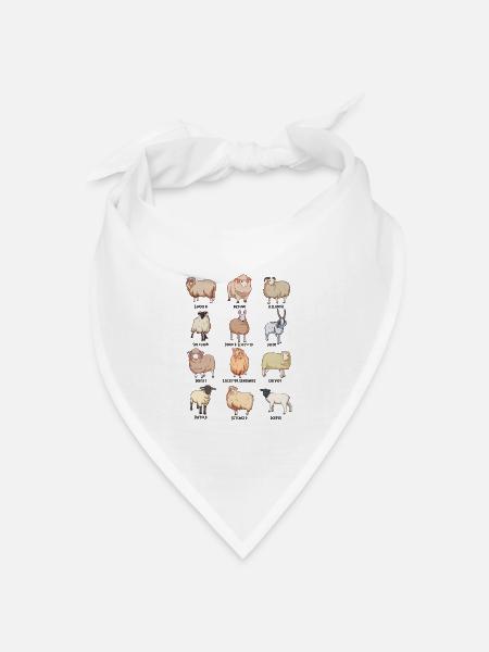 Schafrassen - Schafmotiv - Bandana Dreieckstuch - Weiß