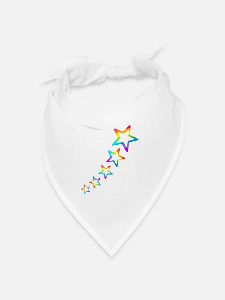 Stern bunte Sterne Regenbogen Farbverlauf - Bandana Dreieckstuch - Weiß