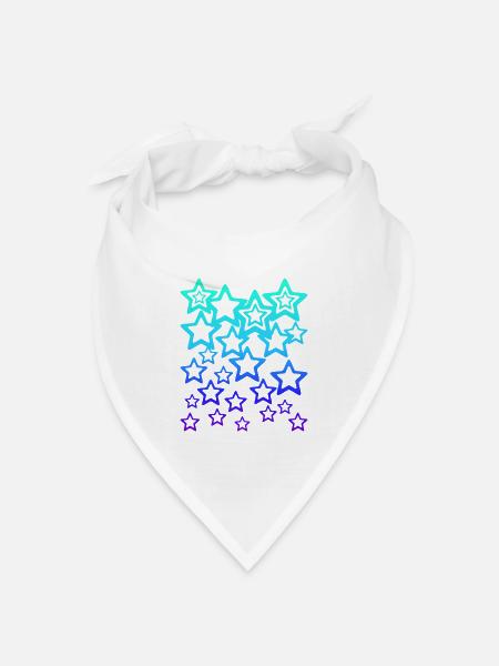 Viele blaue Sterne, Sternenmuster - Bandana Dreieckstuch - Weiß
