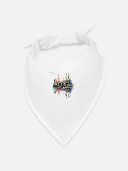 Aquarell Wildblume Reflexion - Bandana Dreieckstuch - Weiß