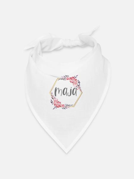 Maja Mädchen Name personalisiertes Geschenk - Bandana Dreieckstuch - Weiß