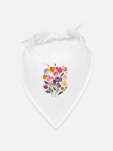 Matisse inspiriert: Farbenfroher Blumenstrauß - Bandana Dreieckstuch - Weiß