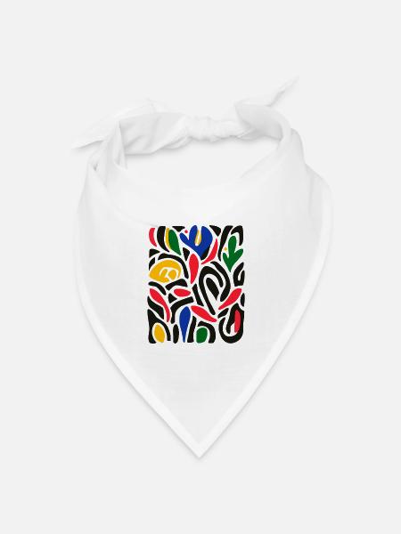 Matisse inspiriert: Abstraktes Blumenmuster Bunt - Bandana Dreieckstuch - Weiß