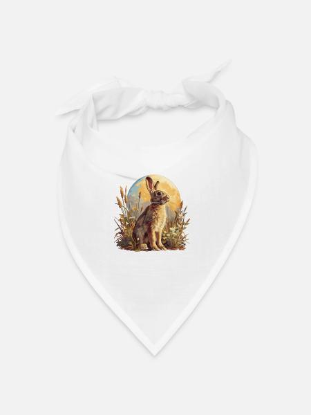 Hasen Hase - Bandana Dreieckstuch - Weiß