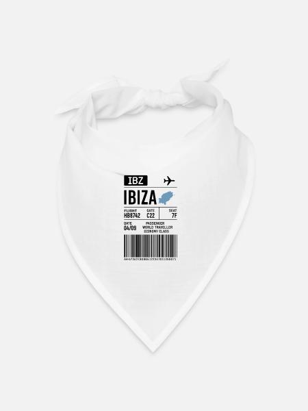 Ibiza Boarding Pass – Flugticket Style - Bandana Dreieckstuch - Weiß